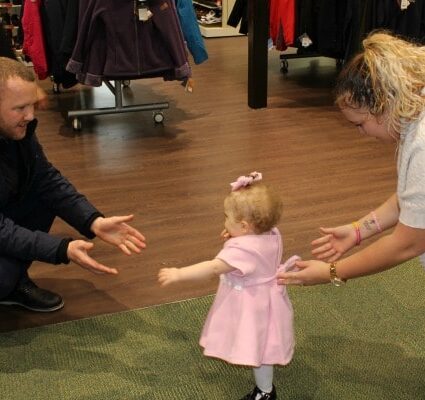 Little Angel takes her first steps at our Clarks Outlet!