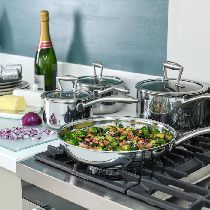 ProCook pans and Caramelised brussels